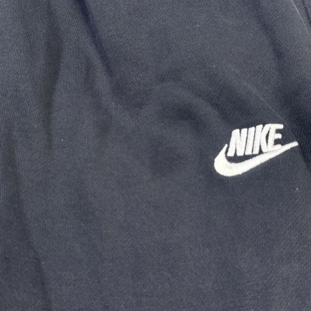 Nike Jogger Pants Mens Large Black Fleece Drawstring Pockets Ribbed Tapered